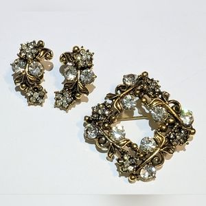 Vintage 1950s "Star" Clip-on Earrings & Brooch Set